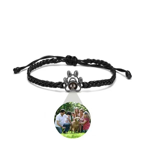 NOOK Custom Photo Projection Bracelet - Close up of dog photo projection from pendant